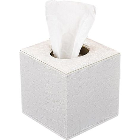 Boîte à mouchoirs en cuir PU, adaptée à l'hôtel de bureau à domicile (blanc)
