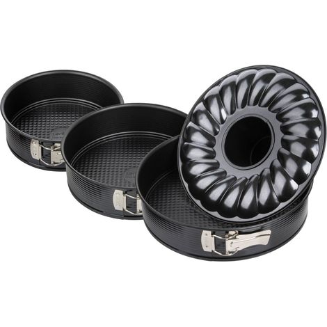 Set de 2 moules à manqué et 1 moule à manqué et savarin diamètres 20, 24 , 28 cm Zenker Black Metallic