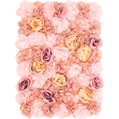 Parete di fiori artificiali, design realistico, decorazione senza manutenzione, rosa autunnale, M (1/2)
