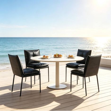 OKWISH Lot de 4 chaises de salle à manger en similicuir avec structure métallique noir (1/5)