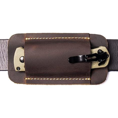 Étui à couteau de ceinture – Cuir – 11,7 x 4,5 cm – Marron café – Camping et extérieur (1/5)