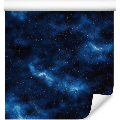 Papier peint aquarelle galaxie bleu marine et bleu, formes douces 50x1000 cm (1/5)