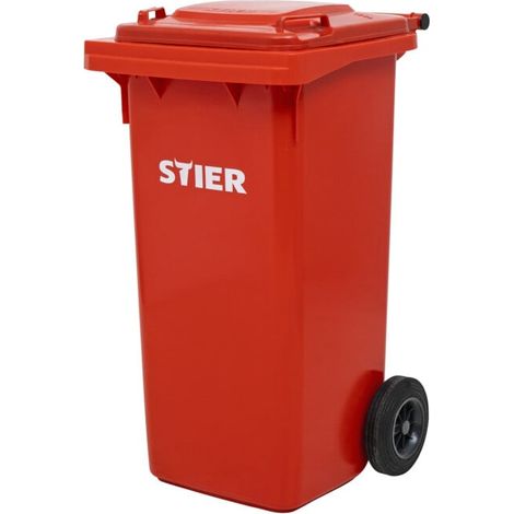 Poubelle grande capacité à 2 roues STIER, 120 l, rouge, lxPxH 475x550x930 mm (1/5)