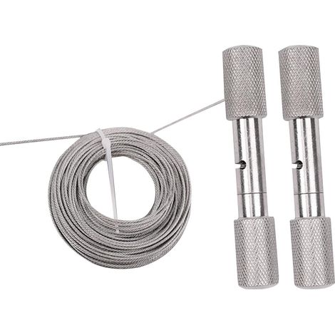 1 - Scie à fil - Câble acier inoxydable - Outil écornage et coupe bois - Poignée antidérapante - Pour élevage et camping - Argent - 1400x0,12cm (1/5)