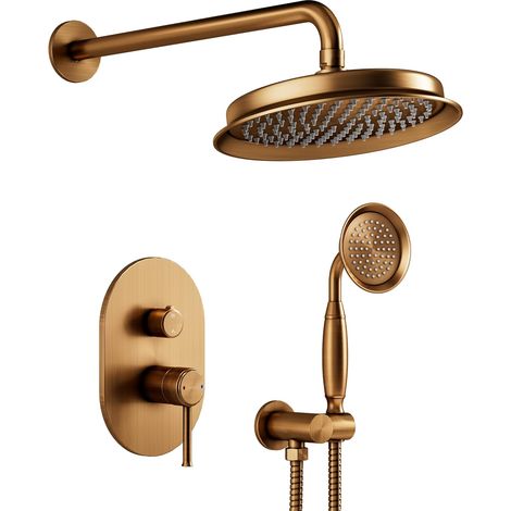 Colonne de douche encastrée rétro, Système de douche Laiton antique (1/5)