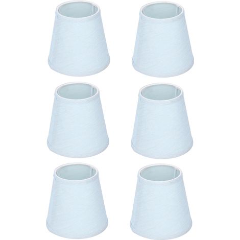 Lot de 6 abat-jour en tissu bleu ciel pour applique murale, décoration moderne et épurée pour lustre à douille E14. (1/5)