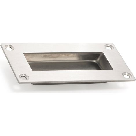 Tirador embutido de acero con acabado mate, dimensiones:102x51x12mm, entrepuntos:120mm -