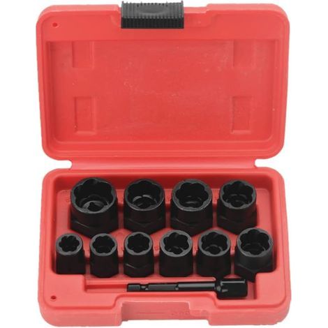 11-teiliges 9,5-mm-Schlagschraubenausdreher-Werkzeugset mit Werkzeugkasten (1/5)
