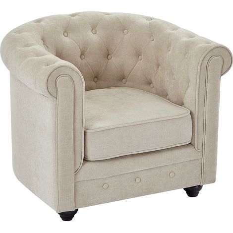 Fauteuil en tissu beige CHESTERFIELD (1/5)