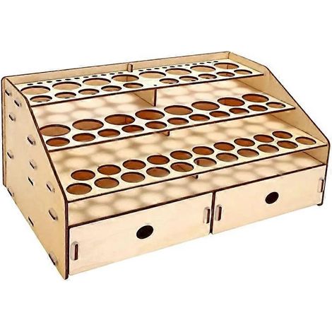 Présentoir en bois à faire soi-même pour flacons de peinture, pinceaux et outils (58 flacons). (1/5)