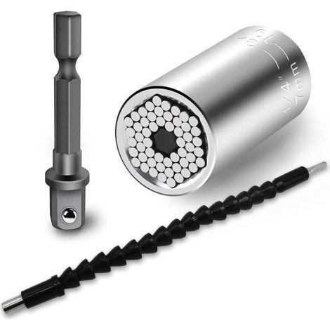 Douille universelle, 1/4\" à 3/4\" multifonction, ensemble d'adaptateurs de perceuse électrique, avec tournevis hexagonal flexible de 6,35 mm (1/5)