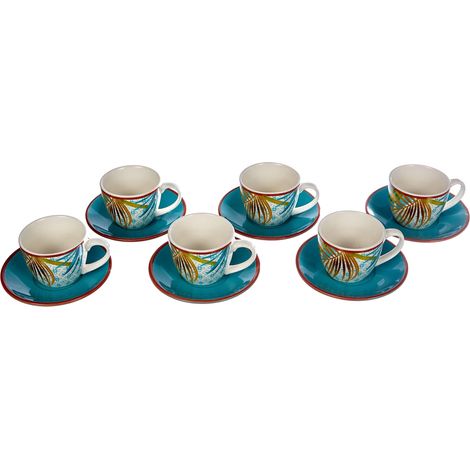 Tognana Jungle, Set 6 Tazzine Caffè con Piatto, New Bone China, Multicolore (1/4)