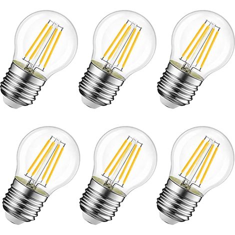 Ampoule LED Filament E27 G45, 6W Equivalente à Ampoule Traditionnelle Vintage 60W, Blanc Chaud 600Lm 3000K, Non Dimmable, Lot de 6. (1/5)