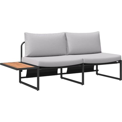 Canapé de jardin  Divan de jardin Gris clair 200,5 x 70 x 85,5 cm Acier (1/5)