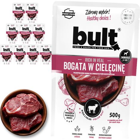 BULT Nassfutter für Hunde, Kalbfleisch, Beutel, 10 x 500 g (1/2)
