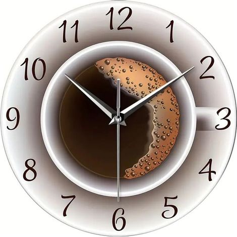 30 cm Pendule Murale, Coffee Clock Wall Clock Wall Sticker, Bois Silencieuse Originale Pendule Murale pour Le Salon/Chambre/Salle de Bains/Cuisine (1/5)