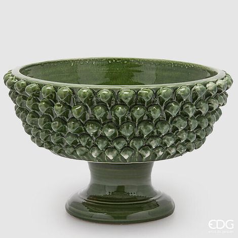 EDG Enzo De Gasperi Vaso Fenice Pigna con Piede H 24,5 Cm D 40 Cm Colore Verde (1/3)