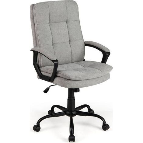 Height-adjustable Office Chair with Rocking Function and Armrest-Grey (1/5)