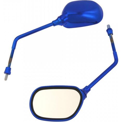 Paire de rétroviseur One pour Auto 50 bleu anodisé tige longue M8