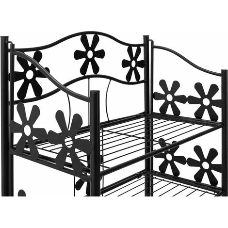 Étagère métallique noire, 60 x 30 x 50 cm, 2 niveaux, intérieur/extérieur (1/4)