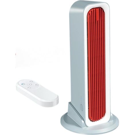 Portable rechargeable fan, desk fan, red, with remote control, suitable for indoor use. (1/5)