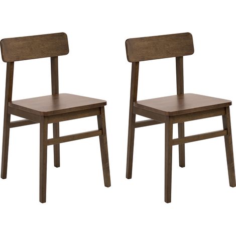 Conjunto tradicional de 2 sillas de comedor con estructura de madera de caucho muebles comedor cocina marrón oscuro Gorre (1/5)