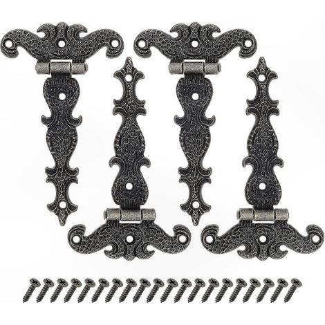 Lot de 4 charnières bronze antique pour meubles en bois, style rétro décoratif pour coffrets, tiroirs et écrins à bijoux (1/5)