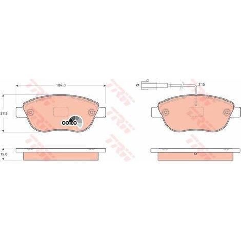 Kit de plaquettes de frein, frein à disque TRW Automotive GDB1655 ABARTH 5741585