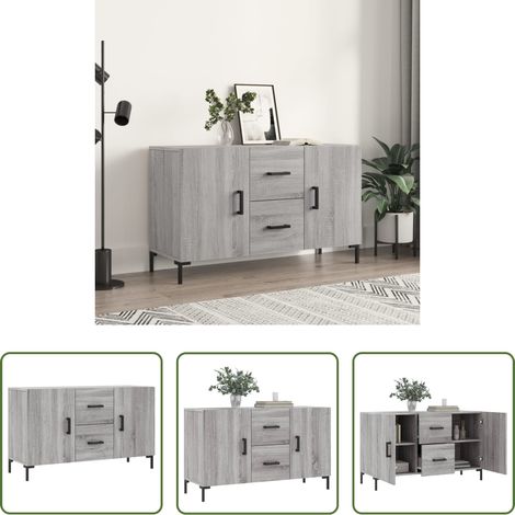 vidaXL Metallbeine - Sideboard Grau Sonoma 100x36x60 cm Holzwerkstoff (1/5)