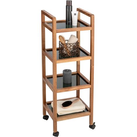 Étagère mobile en bois d'acacia FONDI, 4 niveaux, hauteur 101,5 cm (1/5)