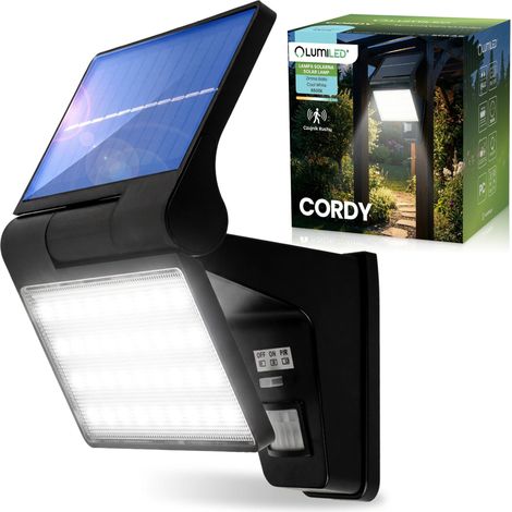 Faro a LED solare per facciate, 6500K, IP44, con sensore di movimento e crepuscolare, cordy lumiled (1/5)