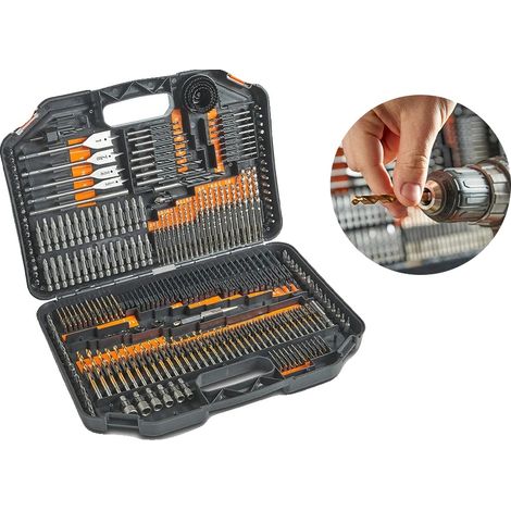 Juego de brocas, 246 piezas, HSS, titanio y compatibilidad con madera, tamaños de 1 mm a 22 mm, incluye puntas de destornillador, versátil para proyectos de bricolaje. (1/5)