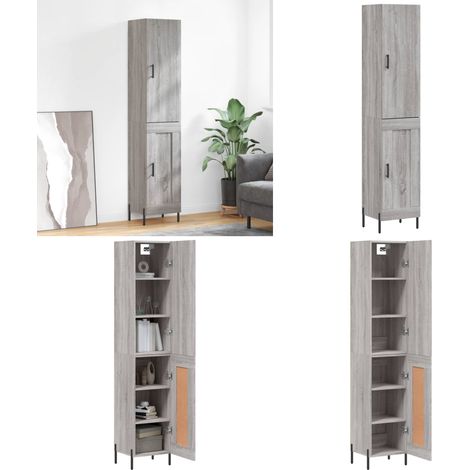 Highboard Grau Sonoma 34,5x34x180 cm Holzwerkstoff - Hochschrank - Sideboard - Wohnwand - Regal - Aufbewahrung - Home & Living (1/5)