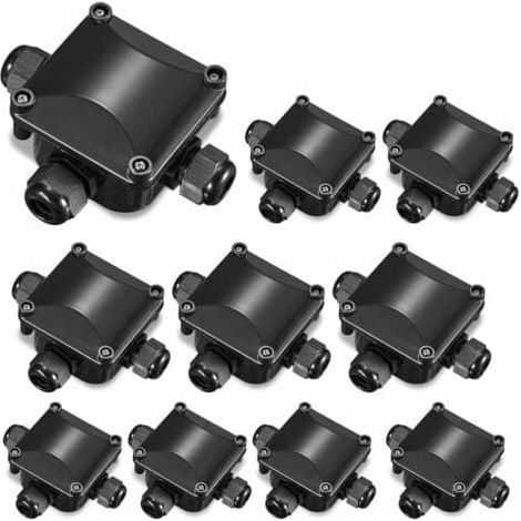 Junction box, 10-piece junction box, waterproof 3-way connector IP66, waterproof for outdoor use, for cable diameter 5-10 mm MUMU (1/4)