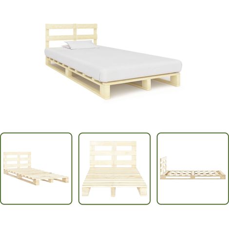 Cadre de lit - Cadre de lit de palette sans matelas bois pin massif 120x200 cm (1/5)