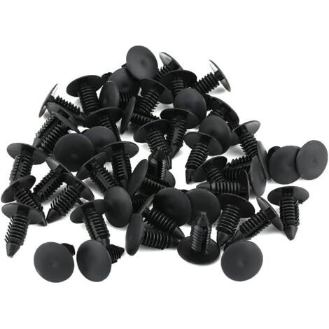 royaluxe-Clips à rivets en plastique, 100 pièces, fixations de garniture de carrosserie, clips à goupille de poussée pour pare-chocs de voiture, noirs (1/5)