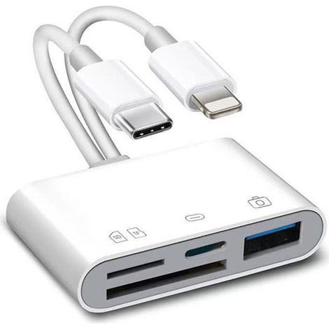 Lector de tarjetas dual 4 en 1 SD/TF + OTG + Carga - Compatible con teléfonos y ordenadores Android