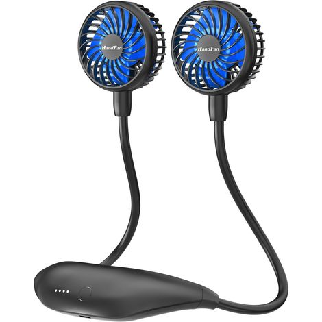 Ventilateur de Cou Portable,Petit Ventilateur de Bureau 24 hrs Temps Travail,USB Rechargeable 6 Vitesses, pour l'extérieur Camping Office Room (1/5)