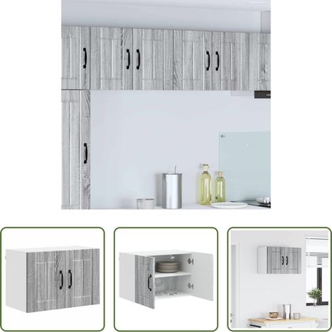 vidaXL Rangement cuisine - Meuble mural de cuisine avec porte Gris Sonoma 60 x 31 x 40 cm (1/5)