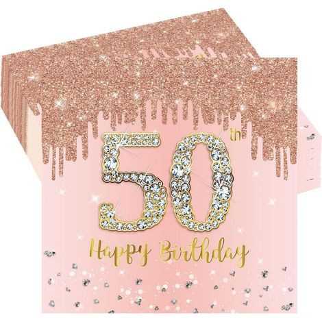 Serviettes 50e anniversaire Roségold, 20 pièces, Décoration de fête