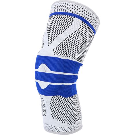 Genouillères de sport avec support et ressort en silicone pour le basketball et la course à pied (bleu foncé - XL)