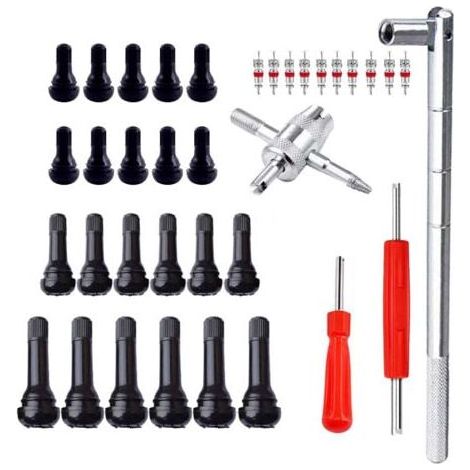 Tire Valve Stem Remover and Installer Kit - 10pcs TR412, 6pcs TR413, 6pcs TR414 Snap-in Tire Valve Stem with Valve Cores, Valve Stem Remover and Installer Tool MUMU (1/4)