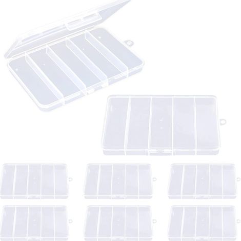 Lot de 8 Mini Boîte de Rangement,mini boîtes de rangement rectangulaires vides en plastique transparent avec couvercles à charnière pour Perle Minuscule,petits articles (149.51.2cm) (1/5)