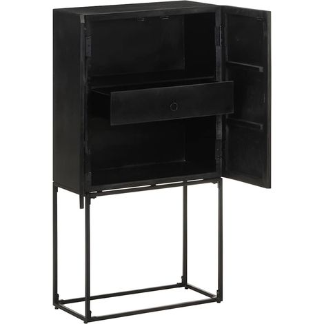 Maison Exclusive - Buffet Noir 60x30x120 cm Bois massif d'acacia et de manguier (1/5)