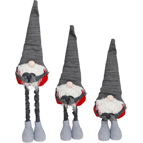 Deko-Wichtel mit Mütze und Teleskopbeinen 84cm Weihnachtswichtel Weihnachtsdeko - rot (1/2)