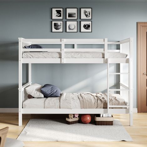 ELEGANT Bunk Bed for Kid with Solid Pine Wood,Strong and Stylish Double Sleeper - Single Bed Frame 99 x 201 x 155CM (1/5)