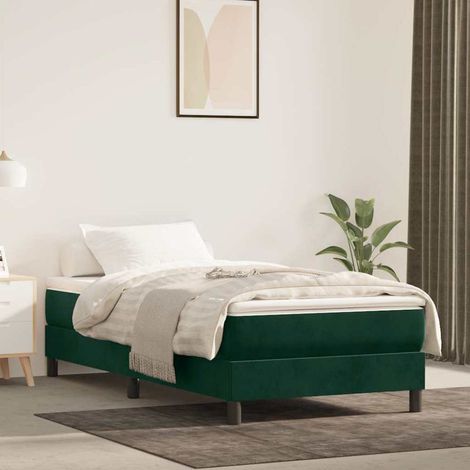 Sommier à ressorts de lit - Sommier pour Adulte et Enfant - Vert foncé 100x200 cm Velours BV333044 - BonneVie (1/5)