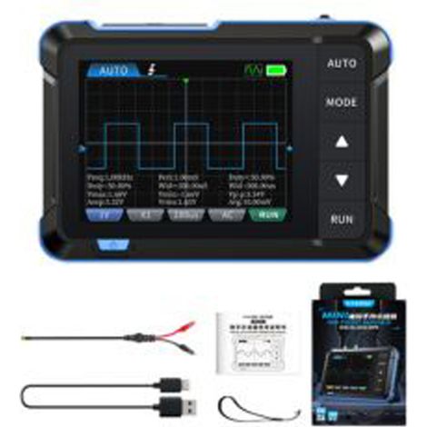 Oscilloscopio digitale portatile con generatore di segnale, schermo da 2,8 pollici, larghezza di banda di 1M, frequenza di campionamento di 5 MS/s.
