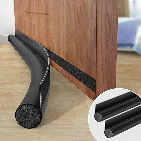 Joint de porte coupe-vent avec butoir inférieur, bande isolante pour porte, lot de 2 en noir, isolation acoustique (1/5)