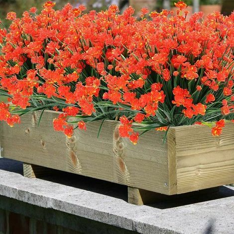 Piante e fiori artificiali da esterno resistenti ai raggi UV - Arancione e Rosso, 8 pezzi (1/4)